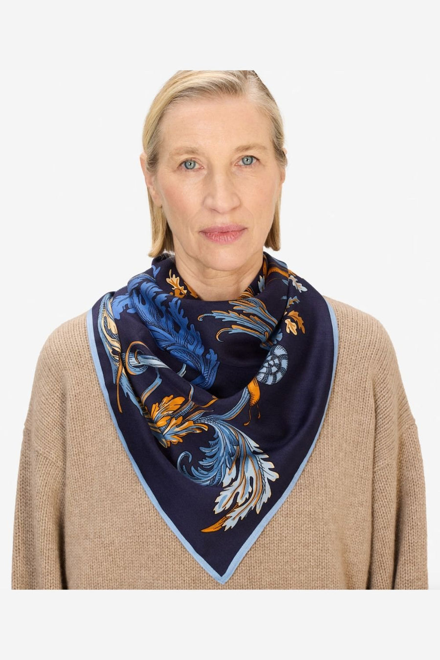 INOUI EDITIONS - 100cm Square Scarf Rococo in Navy