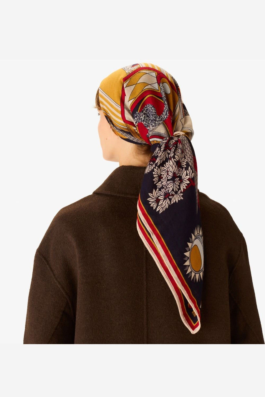 INOUI EDITIONS - 100cm Wool Square Scarf Nicolas in Navy