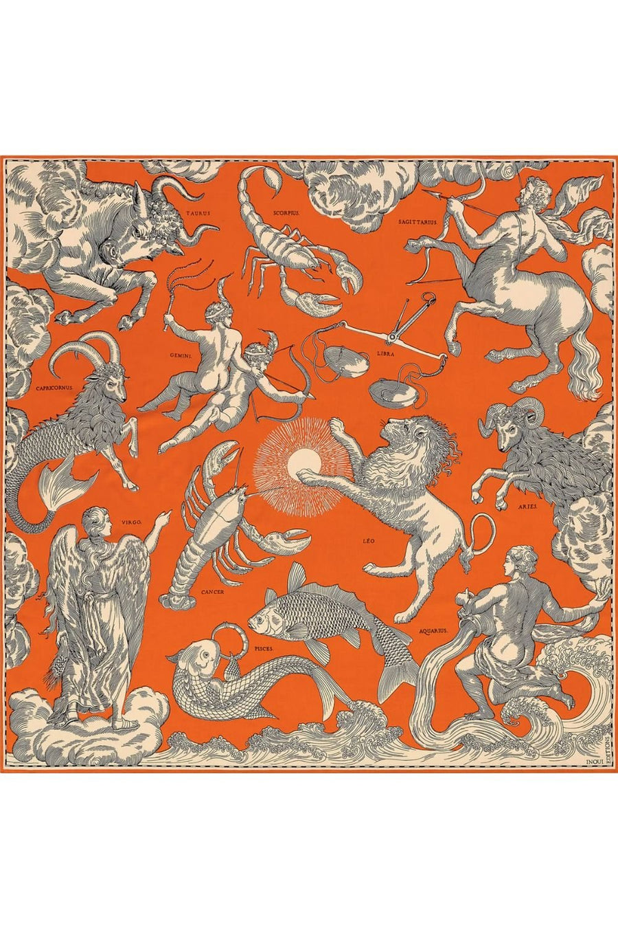 INOUI EDITIONS - Square 130 Astrologie Scarf in Orange