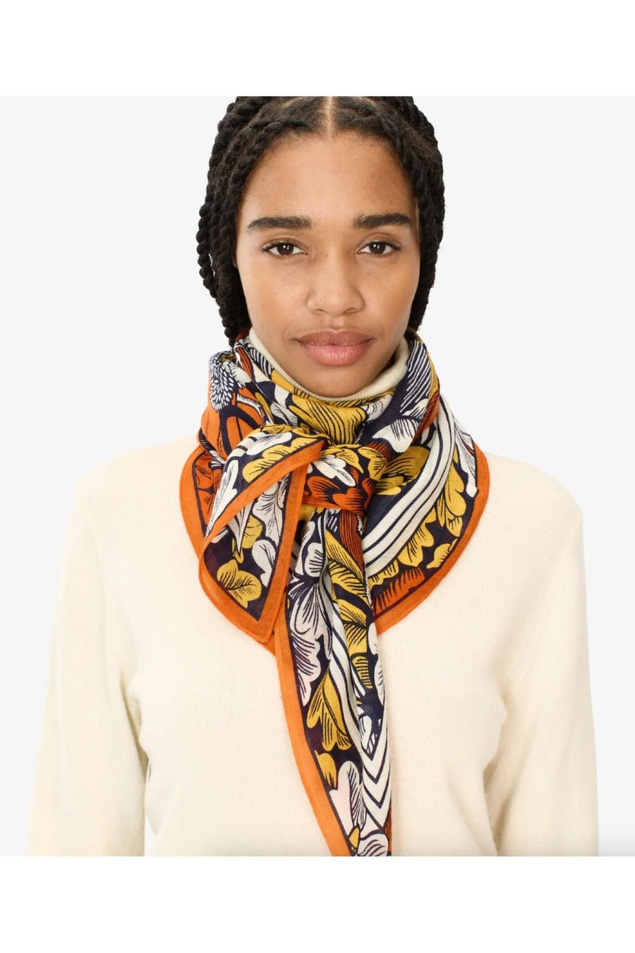 INOUI EDITIONS - 100 Square Panther Scarf in Orange