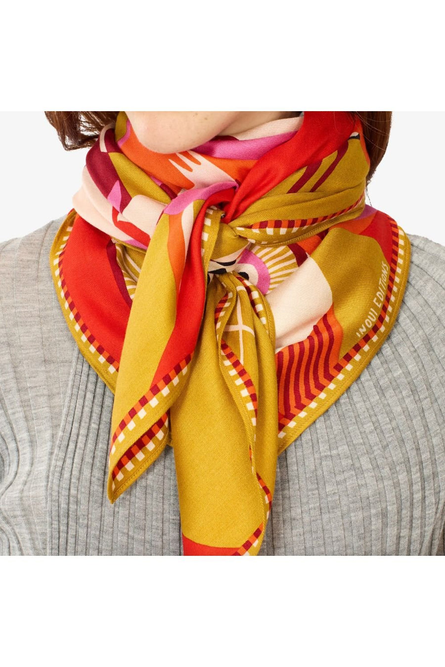 INOUI EDITIONS - 100 Square Scarf Tribu in Red