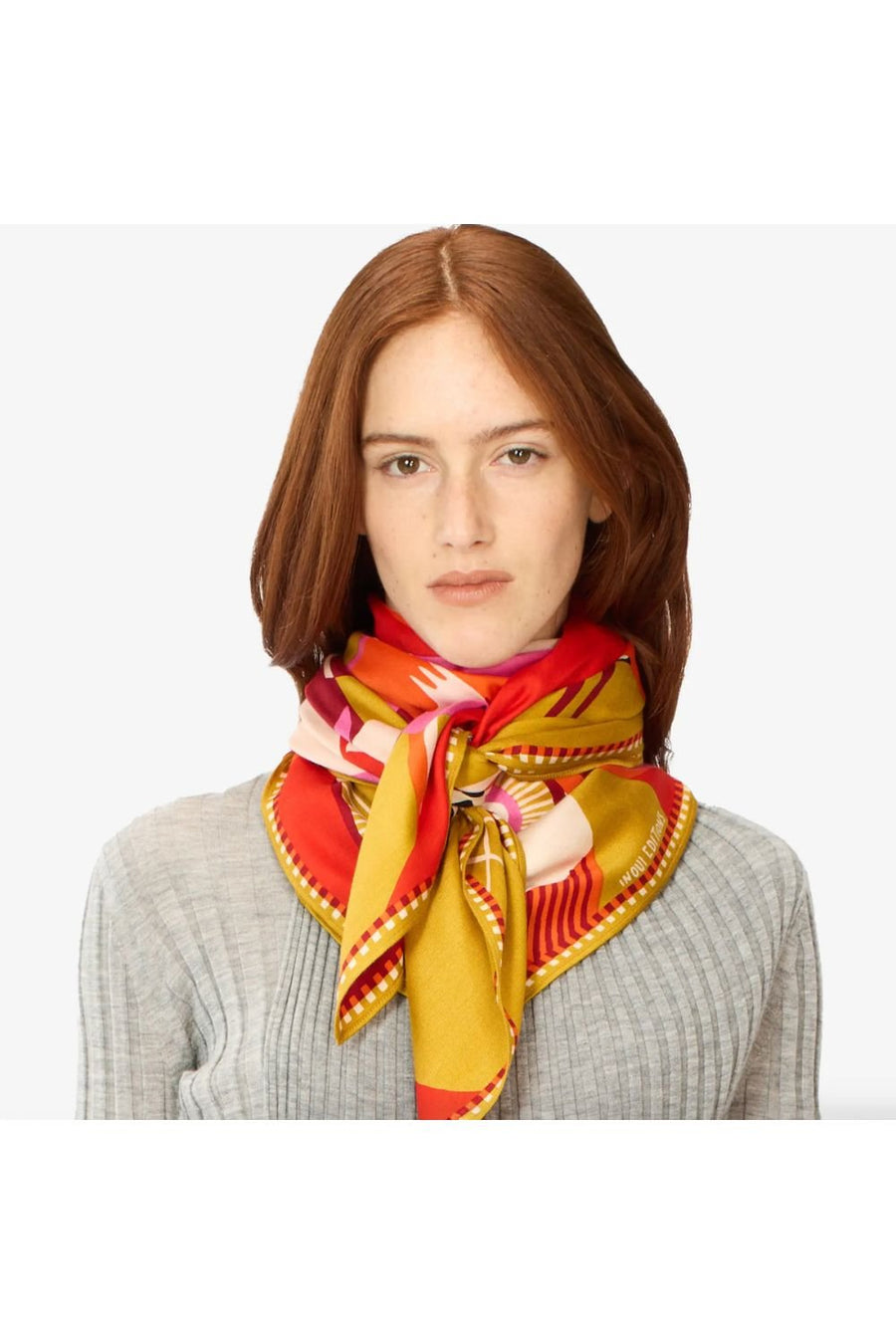 INOUI EDITIONS - 100 Square Scarf Tribu in Red