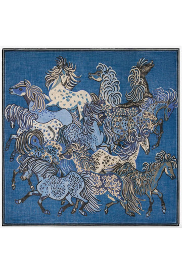 INOUI EDITIONS -130 Western Square Scarf in Duck Blue