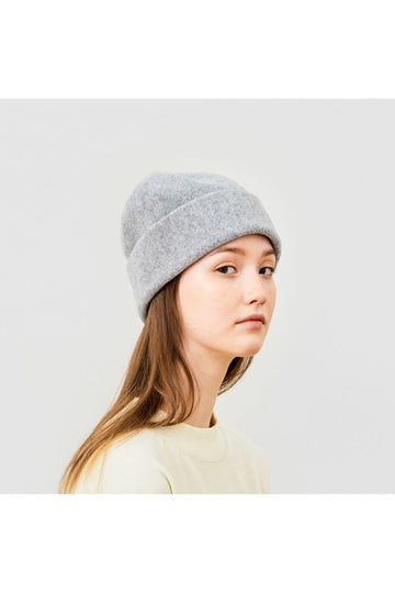 MATURE HA - Felted Cashmere and Lambswool Beanie Hat in Grey