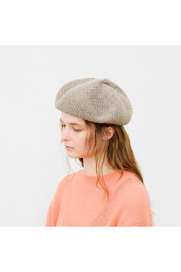 MATURE HA - Knit Cashmere Yak Beret Light Brown