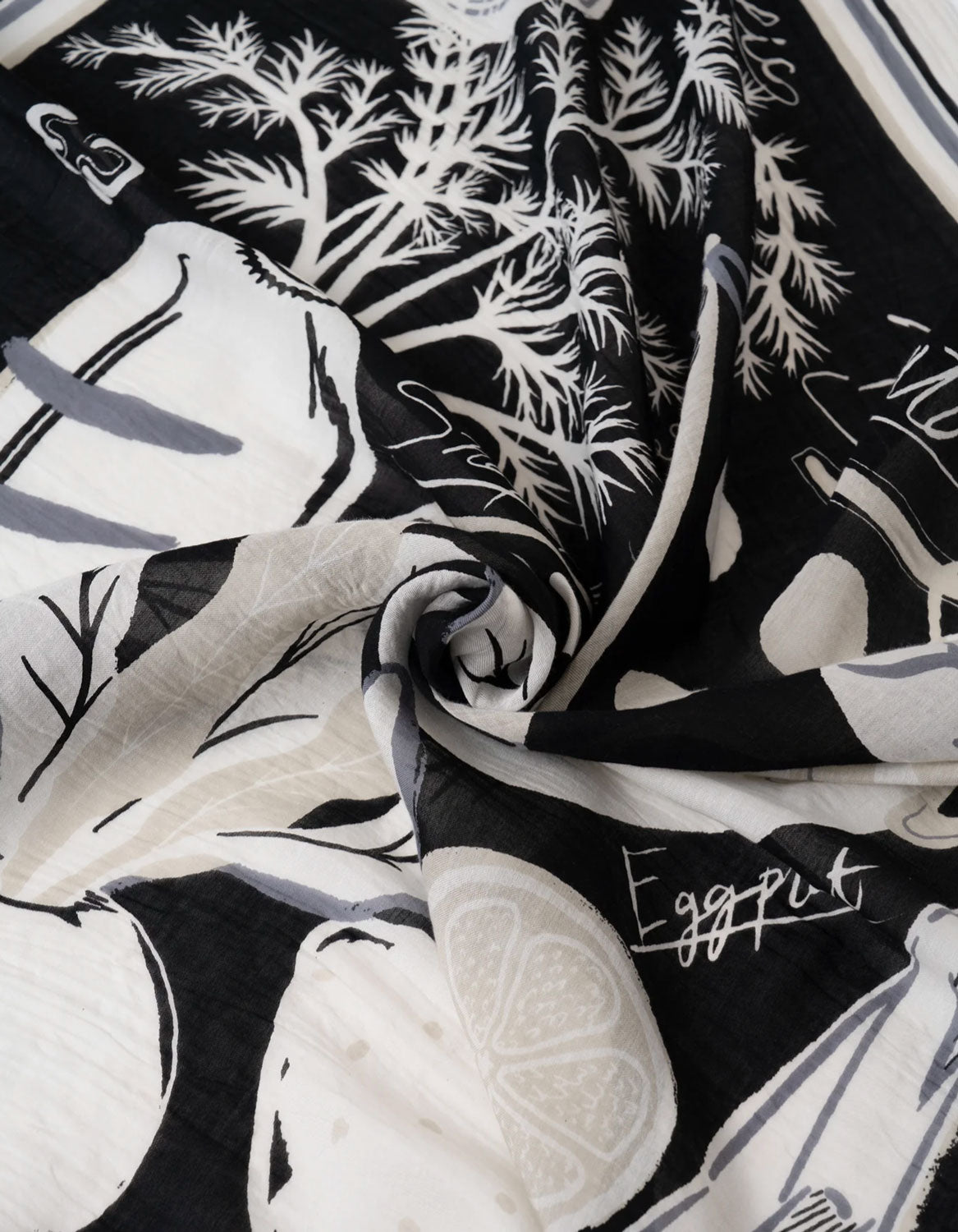 MANIPURI - Vegetable 120cm Scarf in Black