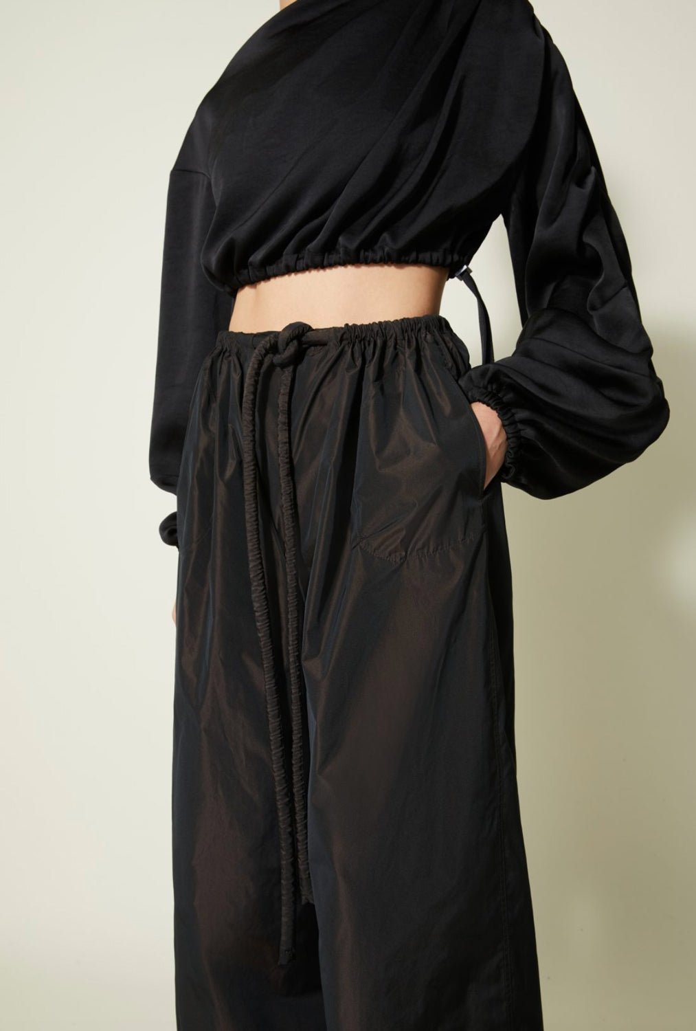 VERONIQUE LEROY - Taffeta Drawstring Pants in CAROB