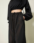 VERONIQUE LEROY - Taffeta Drawstring Pants in CAROB