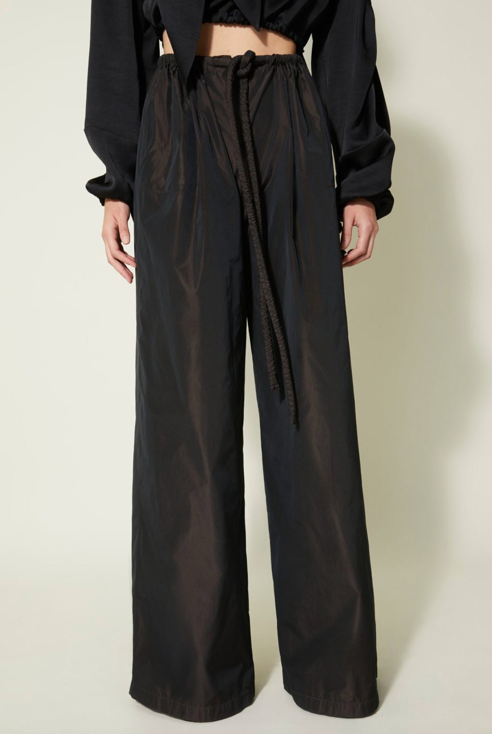 VERONIQUE LEROY - Taffeta Drawstring Pants in CAROB