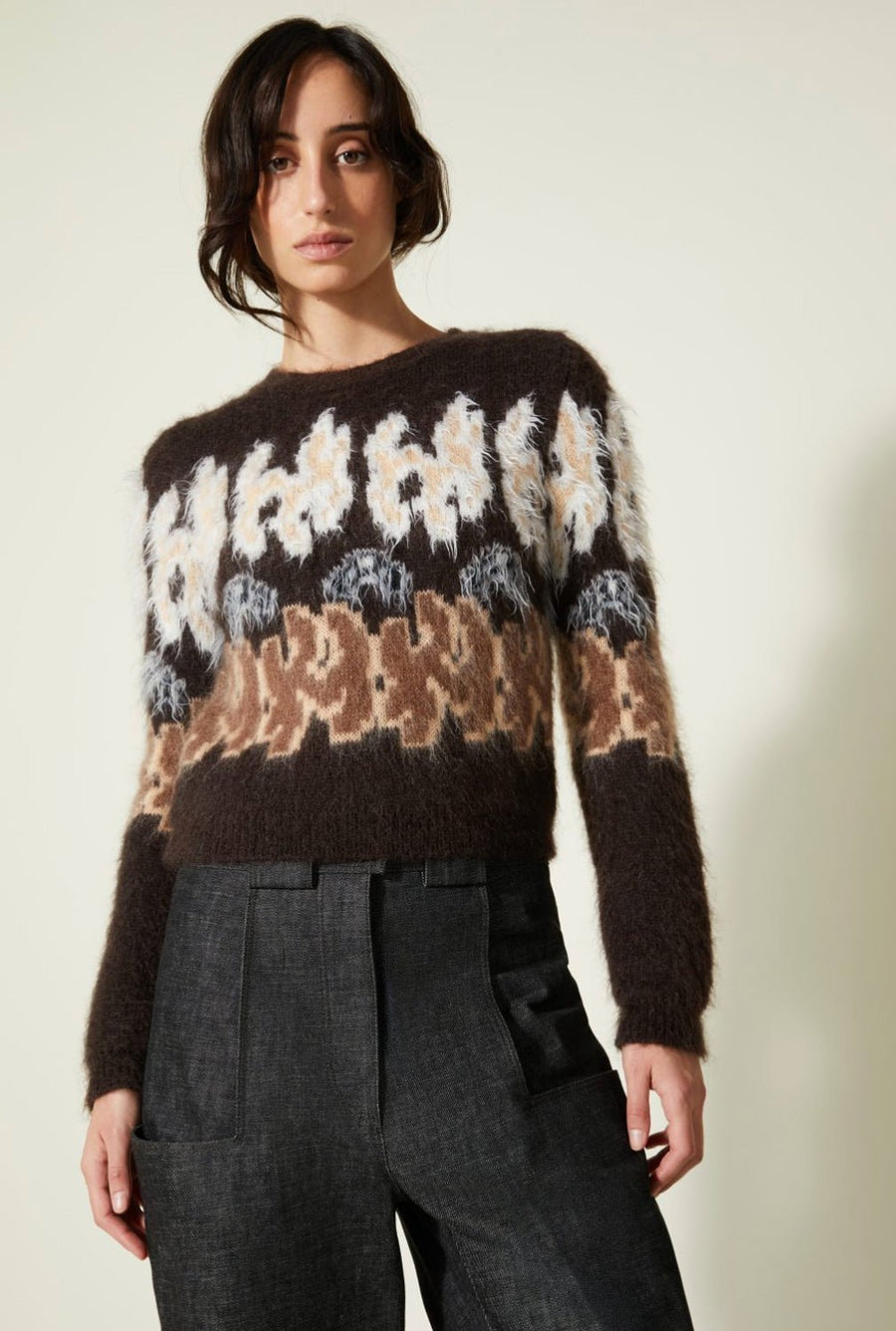 VERONIQUE LEROY - Round Neck Sweater in EBONY