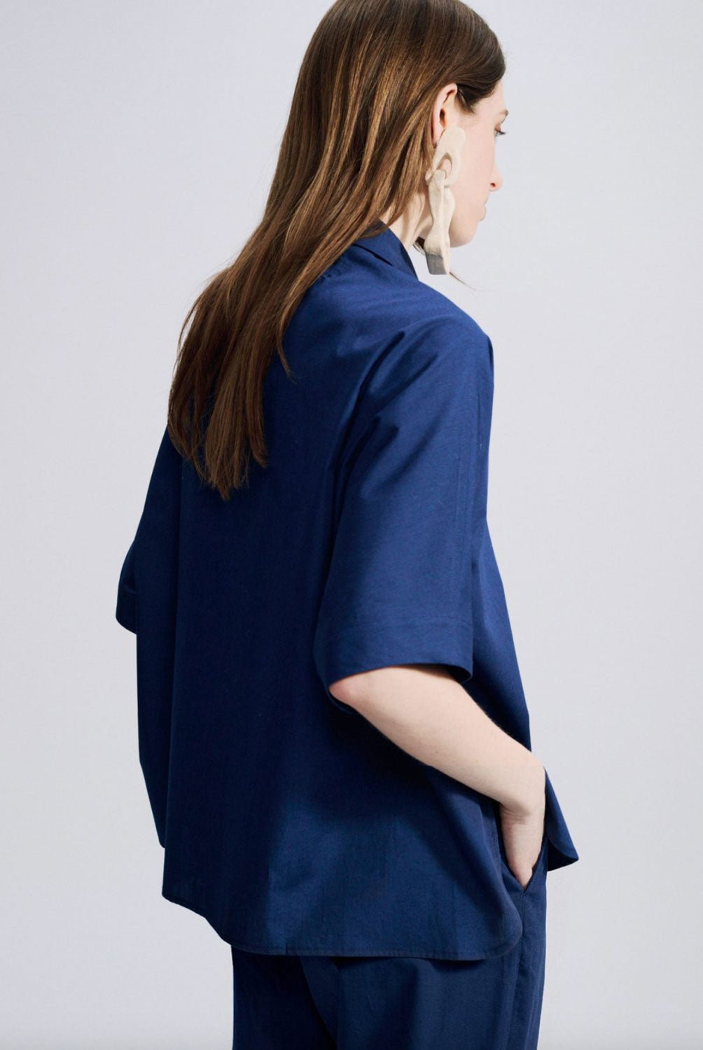 VERONIQUE LEROY - Poplin Top in Ink Blue