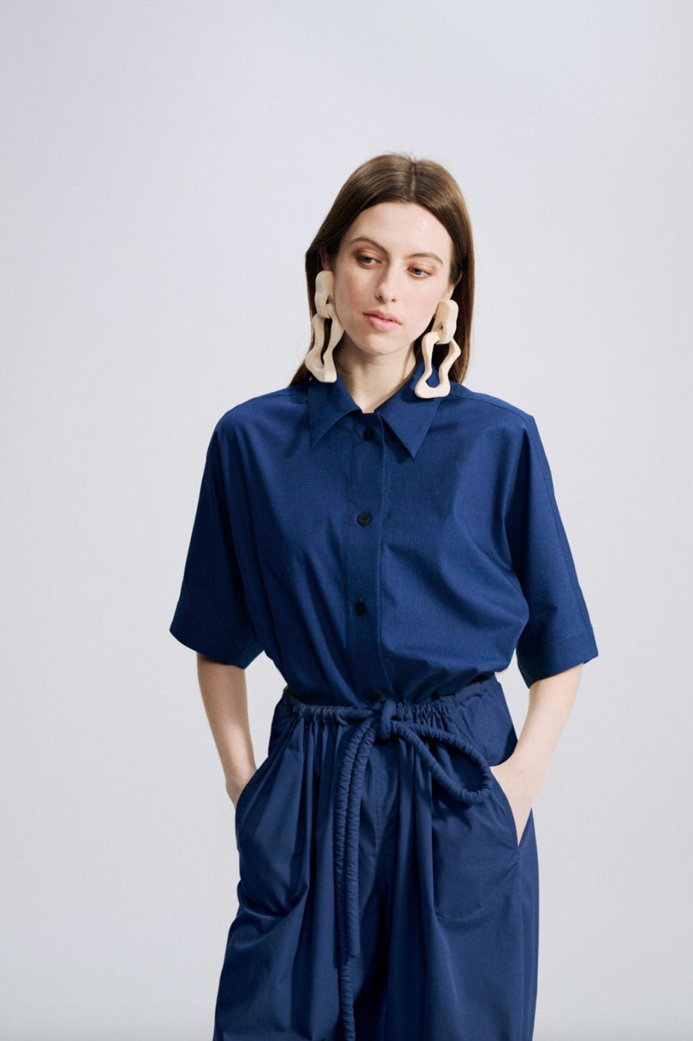 VERONIQUE LEROY - Poplin Top in Ink Blue