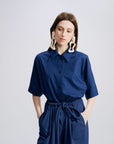 VERONIQUE LEROY - Poplin Top in Ink Blue