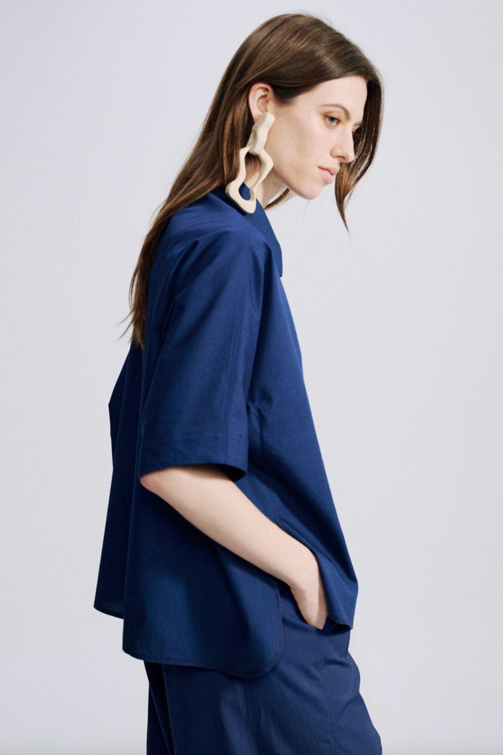 VERONIQUE LEROY - Poplin Top in Ink Blue