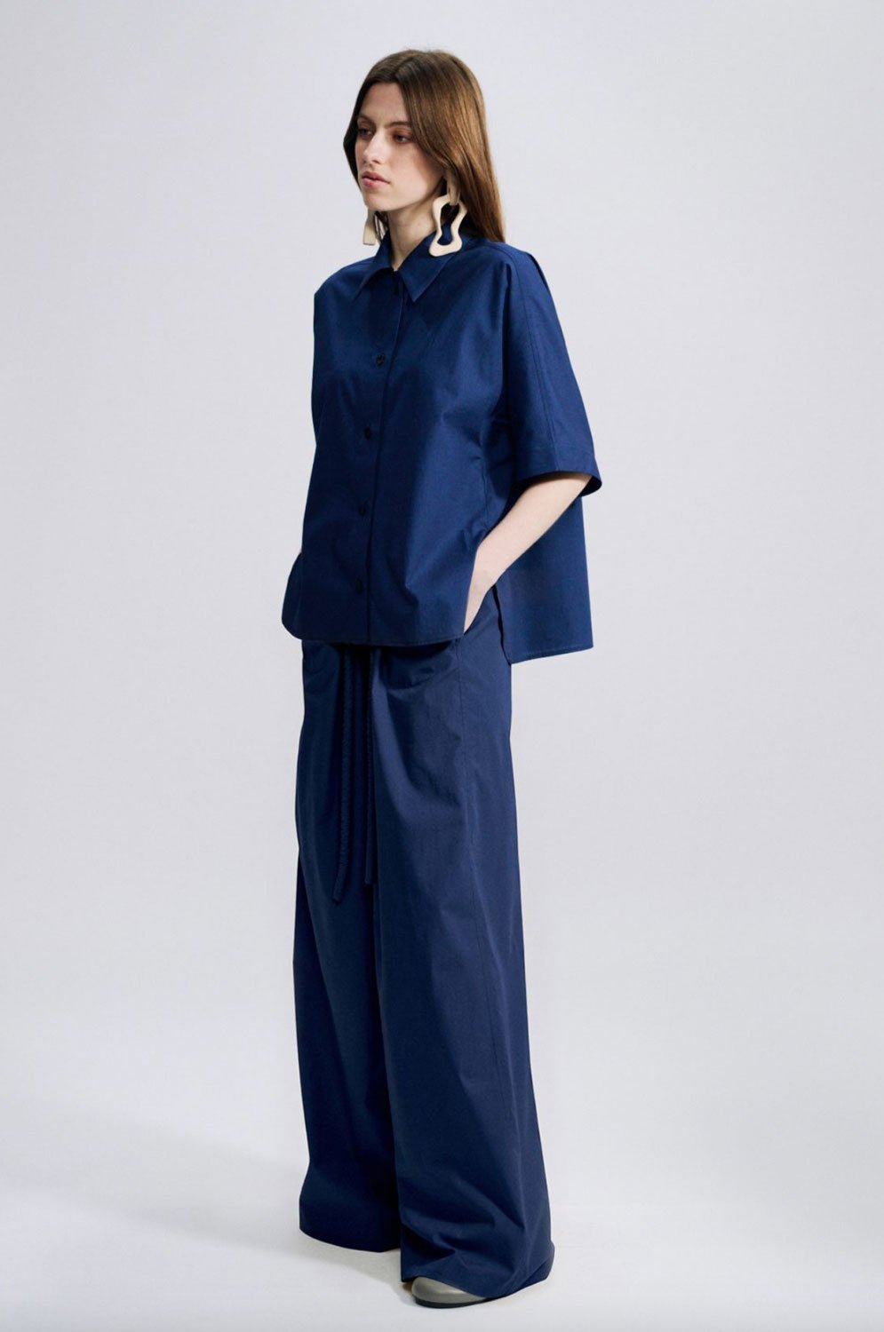 VERONIQUE LEROY - Poplin Top in Ink Blue
