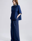 VERONIQUE LEROY - Poplin Top in Ink Blue