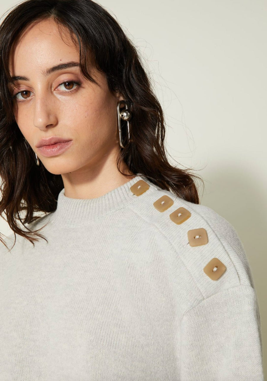VERONIQUE LEROY - Button-shoulder pullover in Plaster