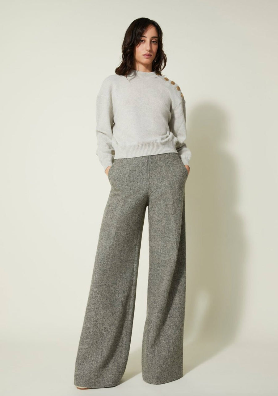 VERONIQUE LEROY - Wide Leg Harris Tweed Pants in Bitume