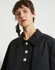 VERONIQUE LEROY - Cotton Poplin Polo Dress in Black