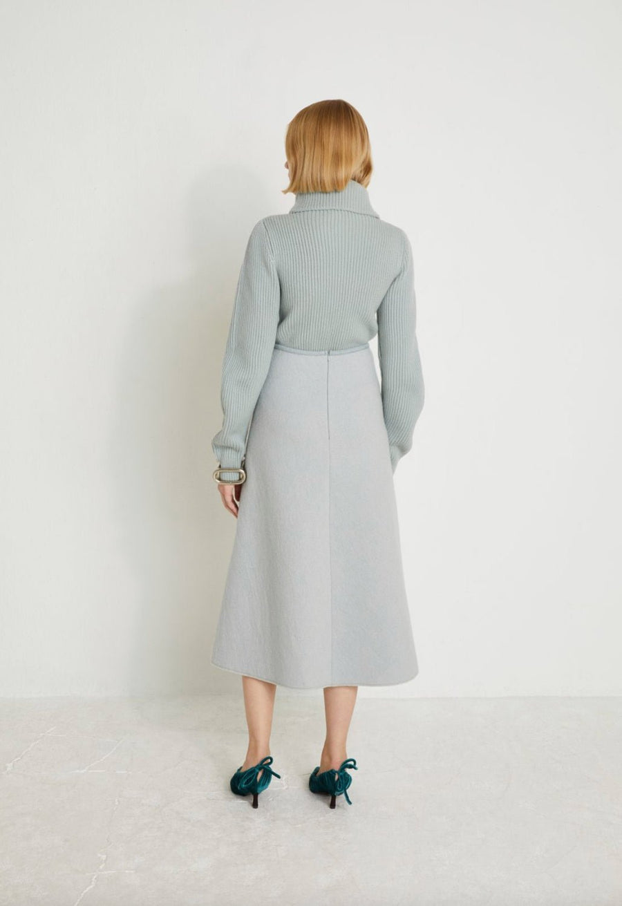 VERONIQUE LEROY - Felted Knit Long Skirt in Fog