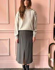 VERONIQUE LEROY - Wool Crepe Skirt in Smoke Grey