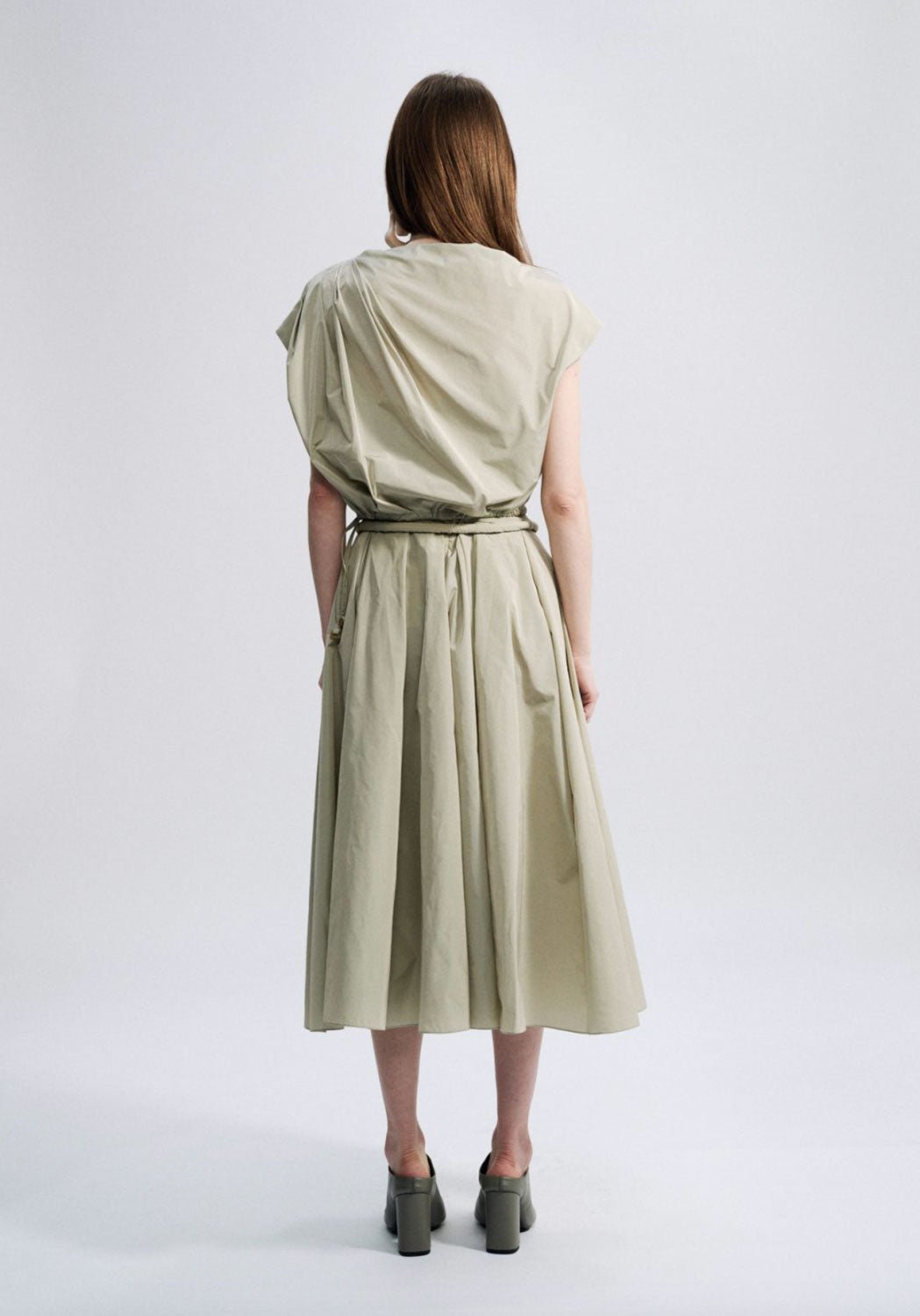 VERONIQUE LEROY - Taffeta Gathered Top in Moss