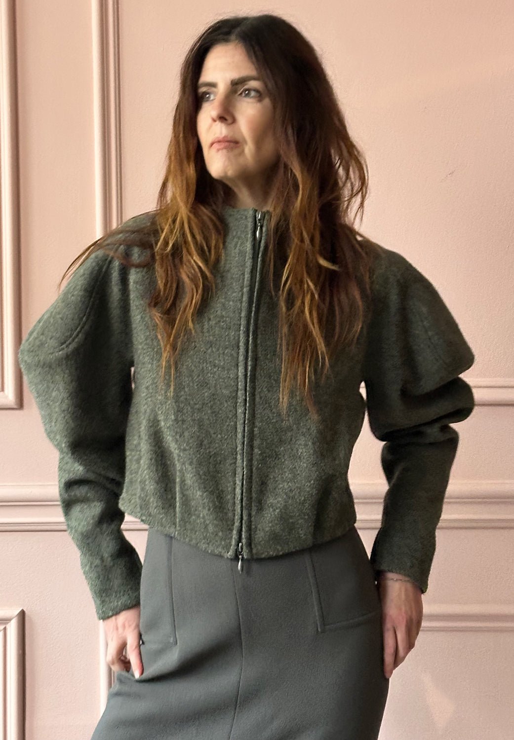 VERONIQUE LEROY - Tweed Bomber in Bitume