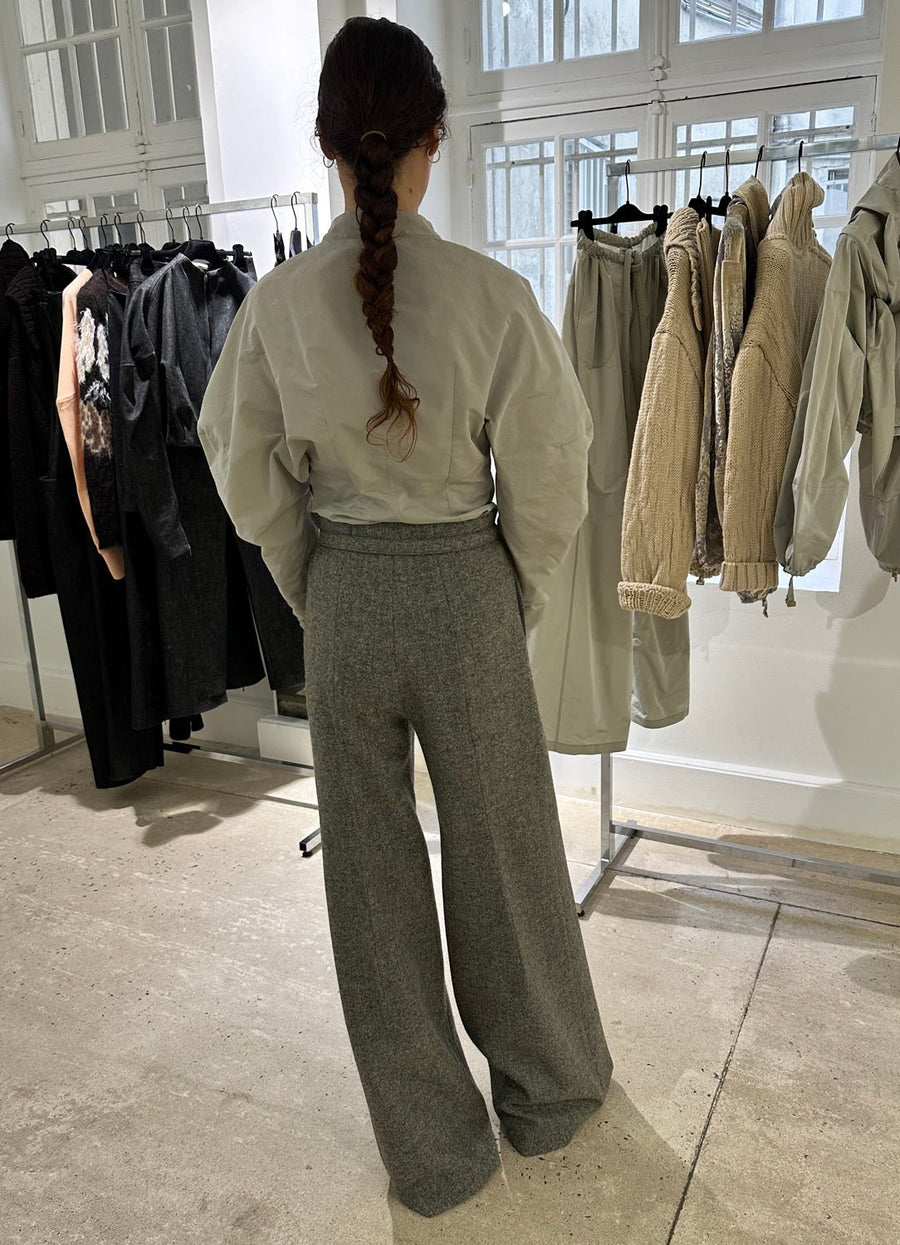 VERONIQUE LEROY - Wide Leg Harris Tweed Pants in Bitume
