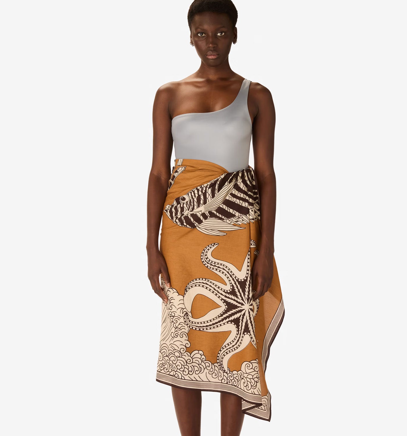 INOUI EDITIONS - Vague 100cm Scarf in Golden Brown