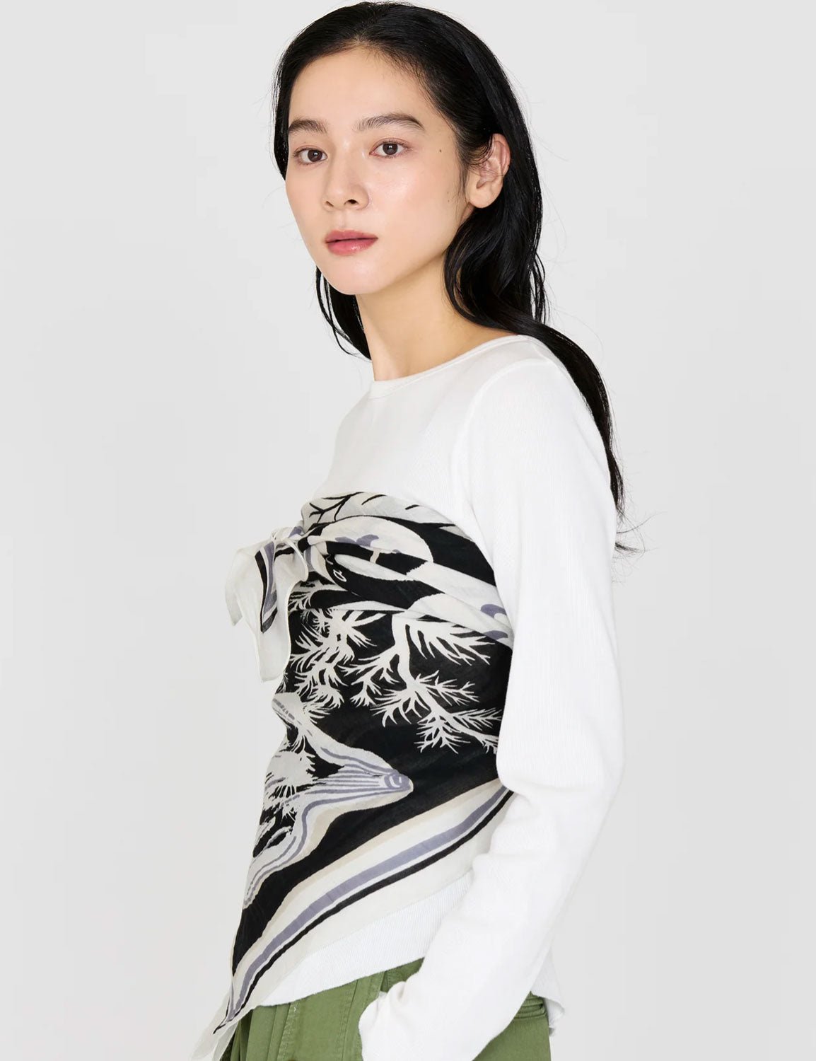 MANIPURI - Vegetable 120cm Scarf in Black