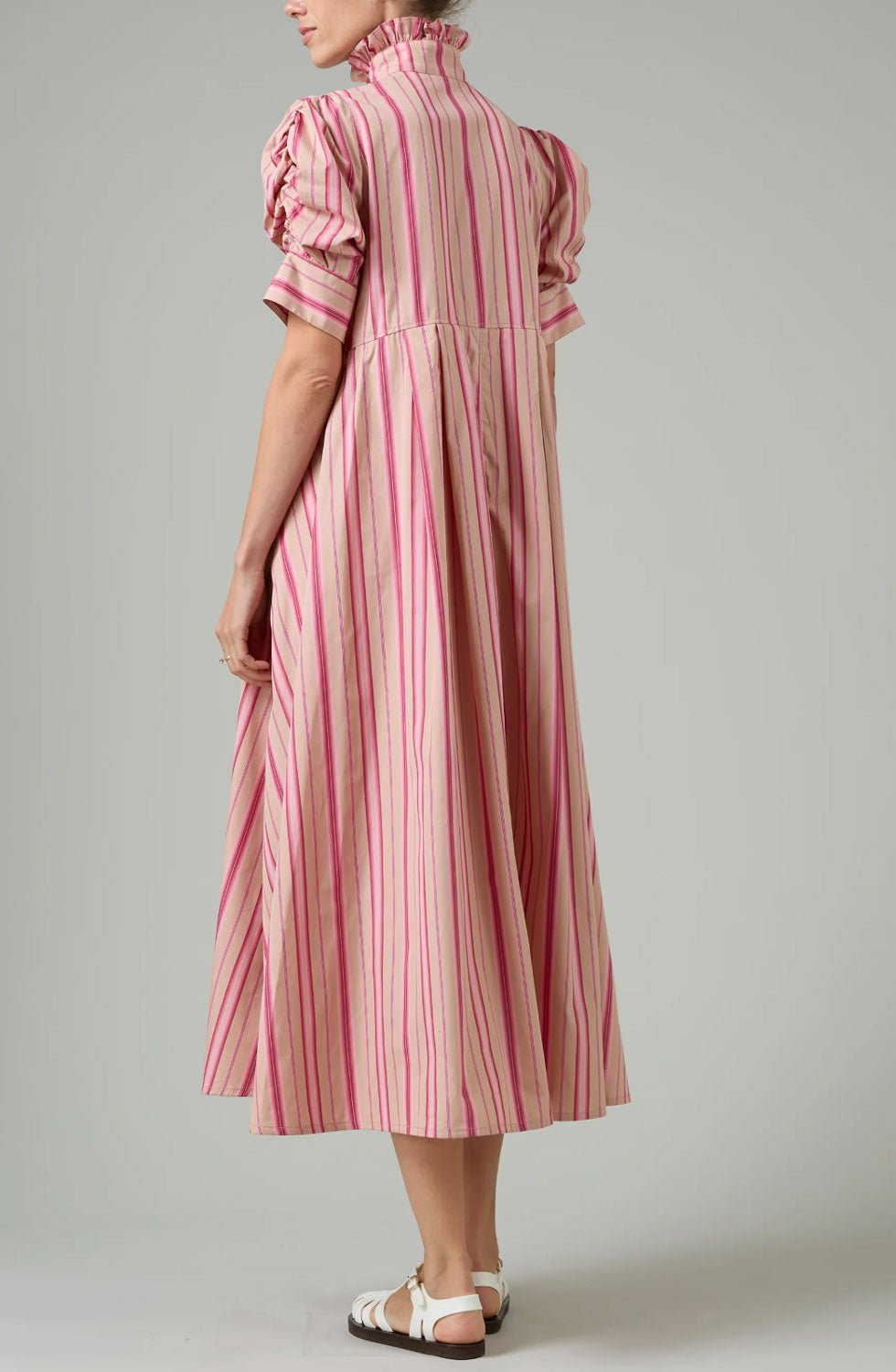 THIERRY COLSON - Venetia Dress in Biscuit + Pink Capri Stripes