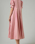 THIERRY COLSON - Venetia Dress in Biscuit + Pink Capri Stripes