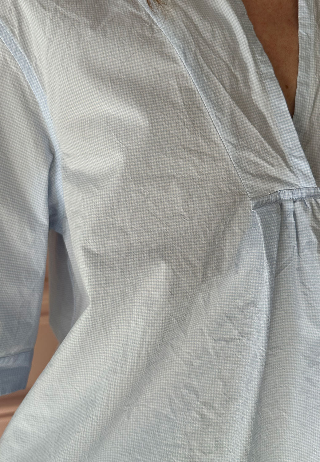 BERGFABEL - VERA Shirt in Blue Micro Check