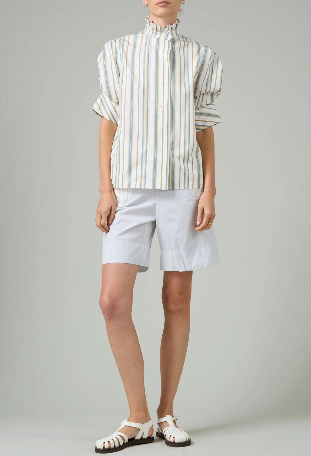 THIERRY COLSON - Vita Blouse in Blue and Yellow Capri Stripes