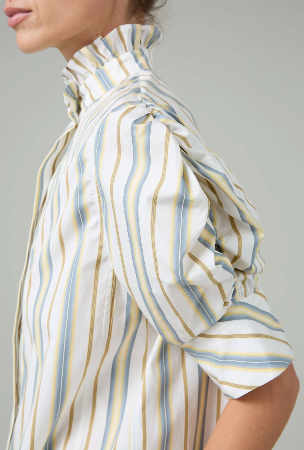 THIERRY COLSON - Vita Blouse in Blue and Yellow Capri Stripes