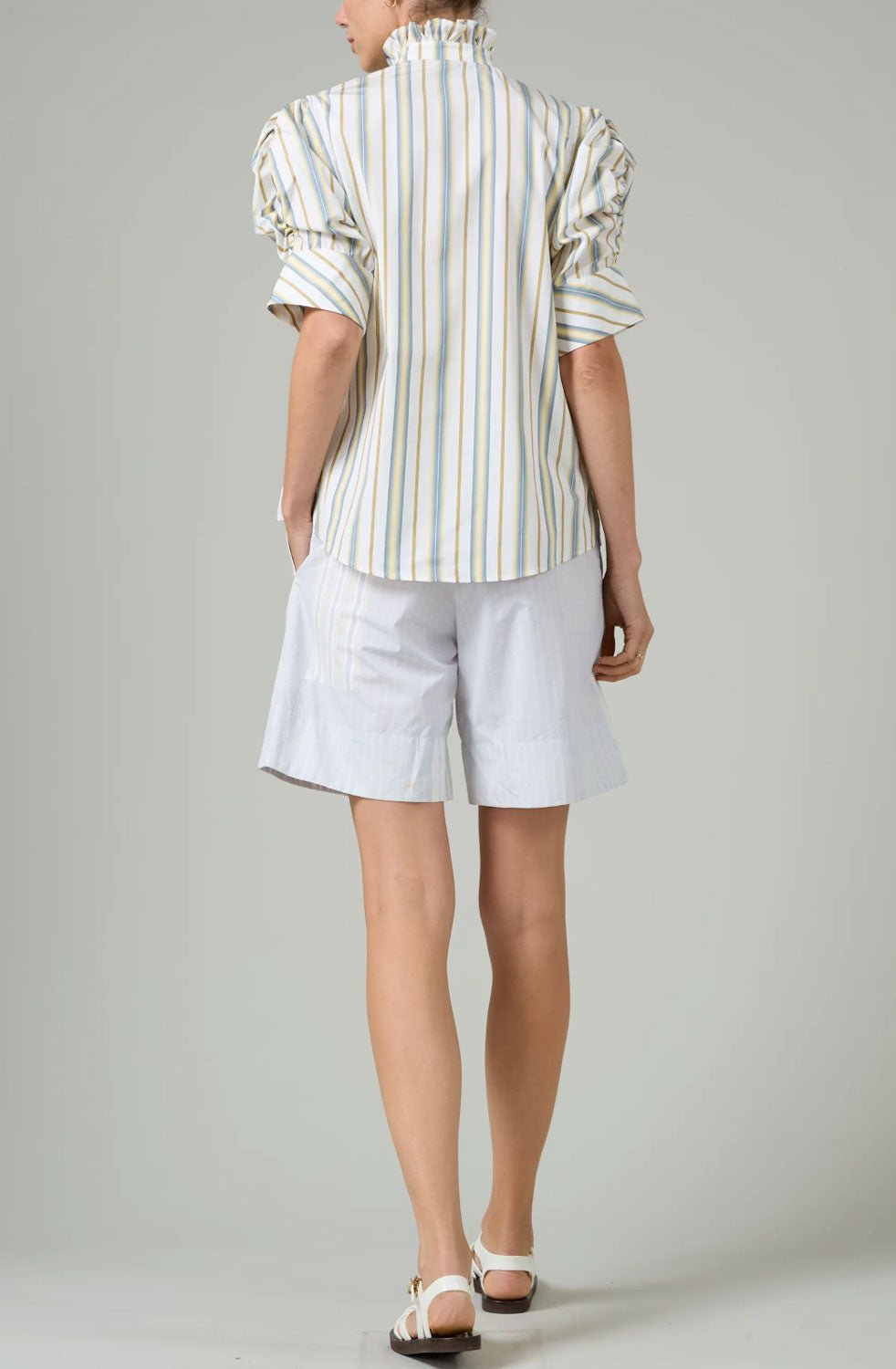 THIERRY COLSON - Vita Blouse in Blue and Yellow Capri Stripes