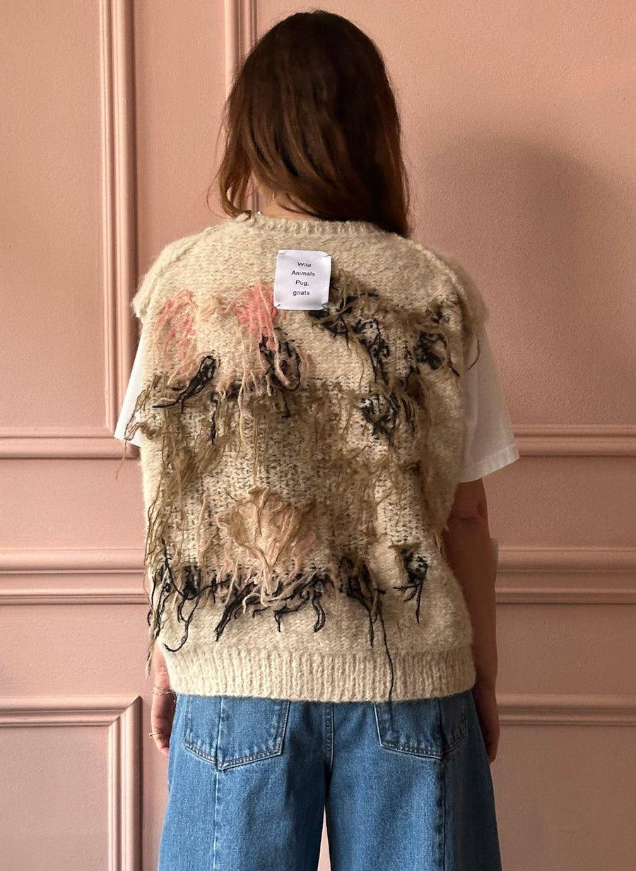 W.I.L.D. A.N.I.M.A.L.S. - Pug, Goats Vest in Beige