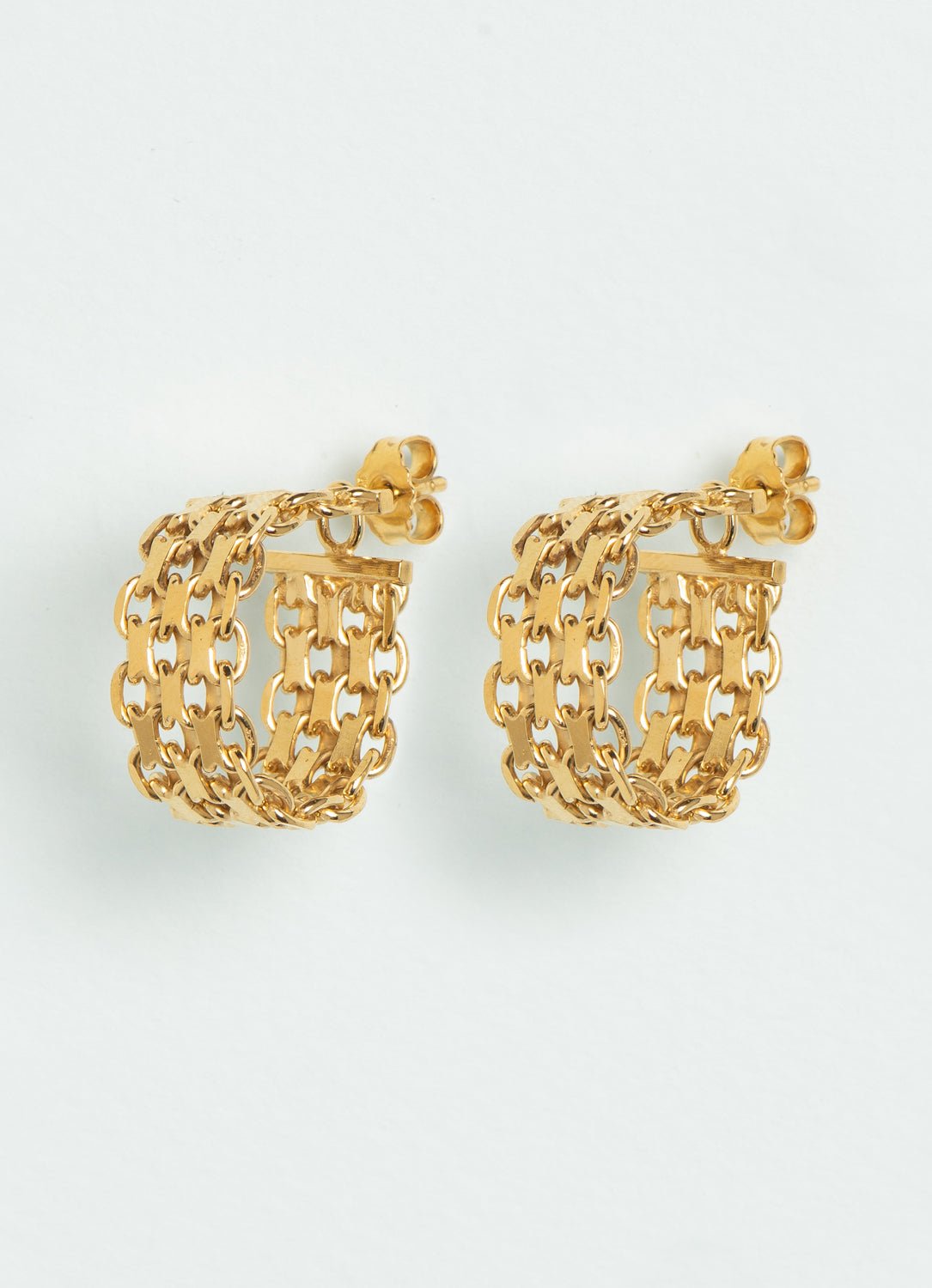Wouters & Hendrix - Stud Earrings with Falling Chain Hoops in Gold