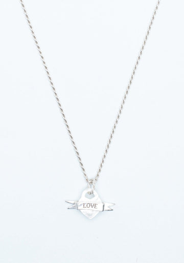 Wouters + Hendrix - Rope Chain Necklace with Mother of Pearl Tattooed Heart Pendant "LOVE"