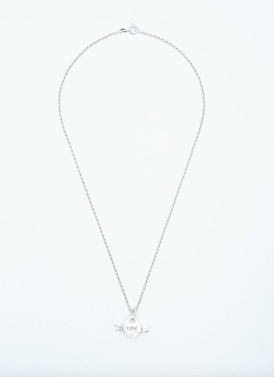 Wouters + Hendrix - Rope Chain Necklace with Mother of Pearl Tattooed Heart Pendant "LOVE"