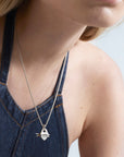 Wouters + Hendrix - Rope Chain Necklace with Mother of Pearl Tattooed Heart Pendant "LOVE"