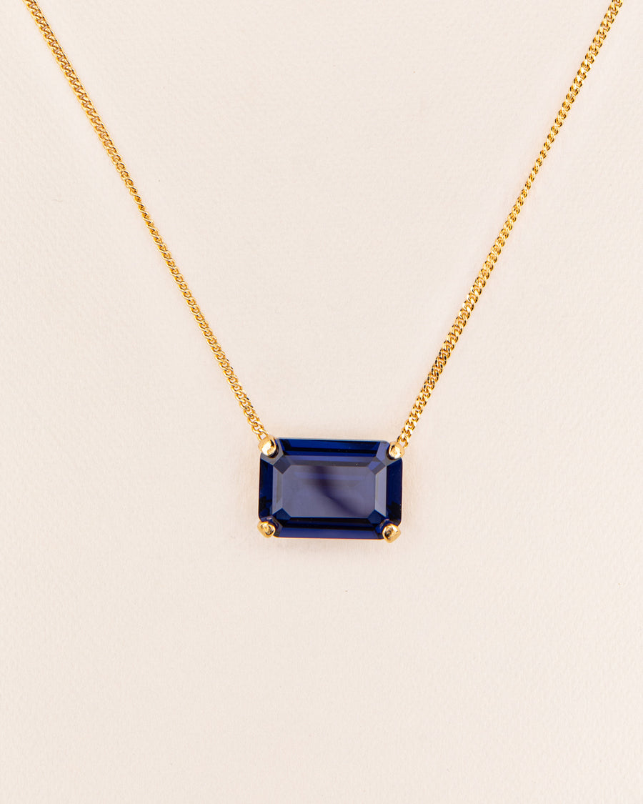 Wouters & Hendrix - Gold Vermeil Necklace with Sapphire Blue Crystal