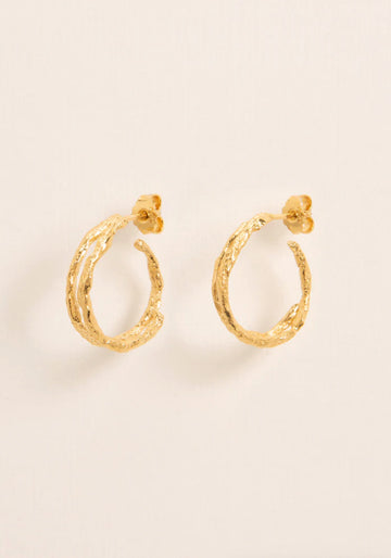 Wouters & Hendrix - Double Branch Hoop Earrings in Gold