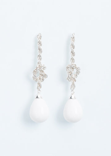 Wouters & Hendrix - Knotted Buoy Drop Earrings in Silver