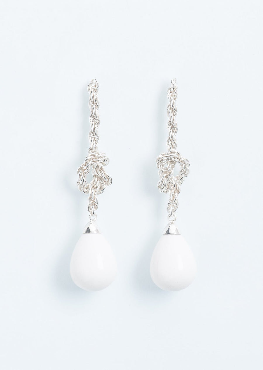 Wouters & Hendrix - Knotted Buoy Drop Earrings in Silver