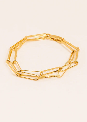 Wouters & Hendrix - Hammered Link Chain Bracelet in Gold