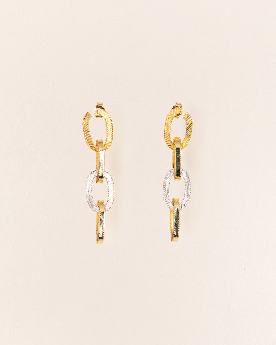 Wouters & Hendrix - Post Pendant Chain Earrings in Silver and Gold