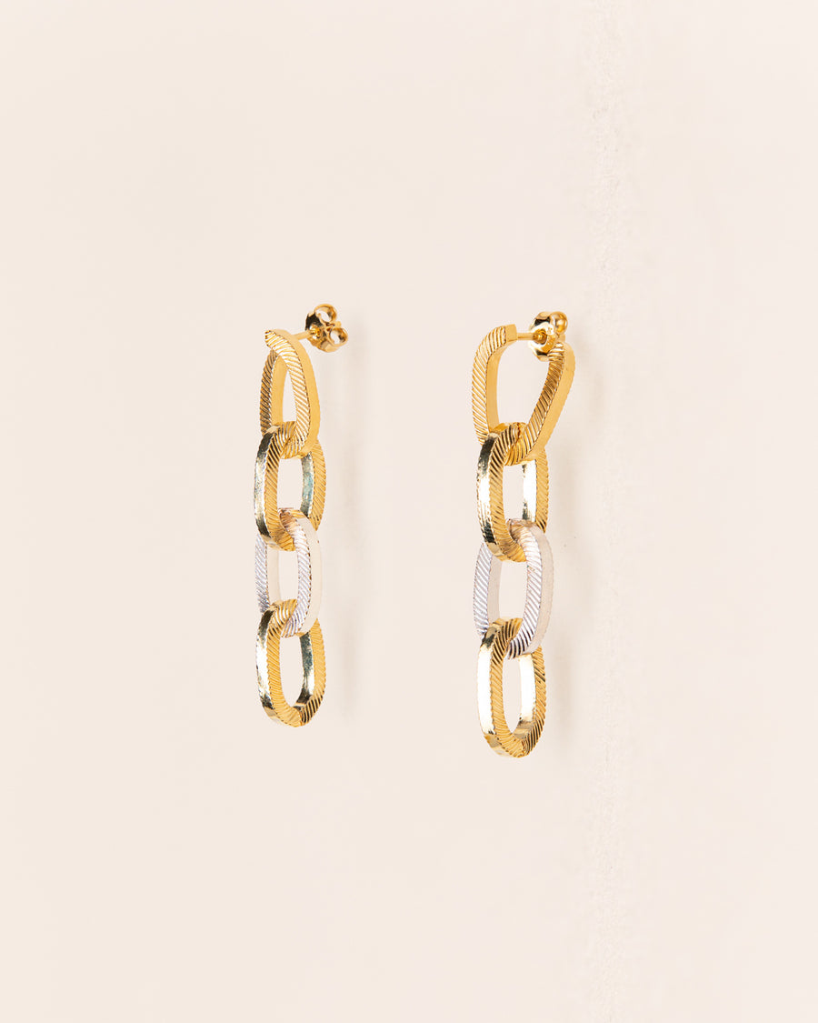 Wouters & Hendrix - Post Pendant Chain Earrings in Silver and Gold