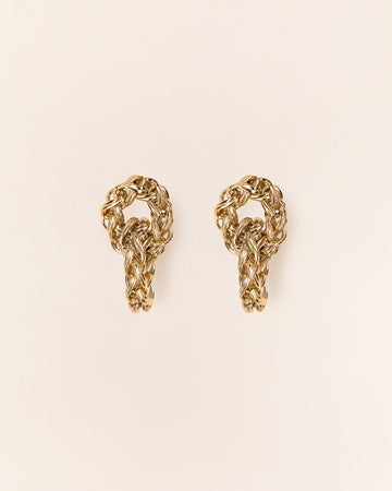 Wouters & Hendrix - Pendant Post Earrings with Double Chain Hoops in Gold