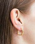 Wouters & Hendrix - Double Branch Hoop Earrings in Gold